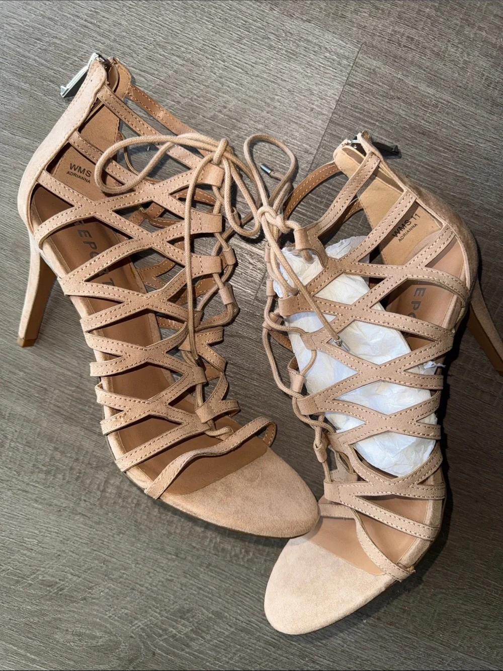 Report Nude/Tan Lace-Up Strappy High Heel Sandals